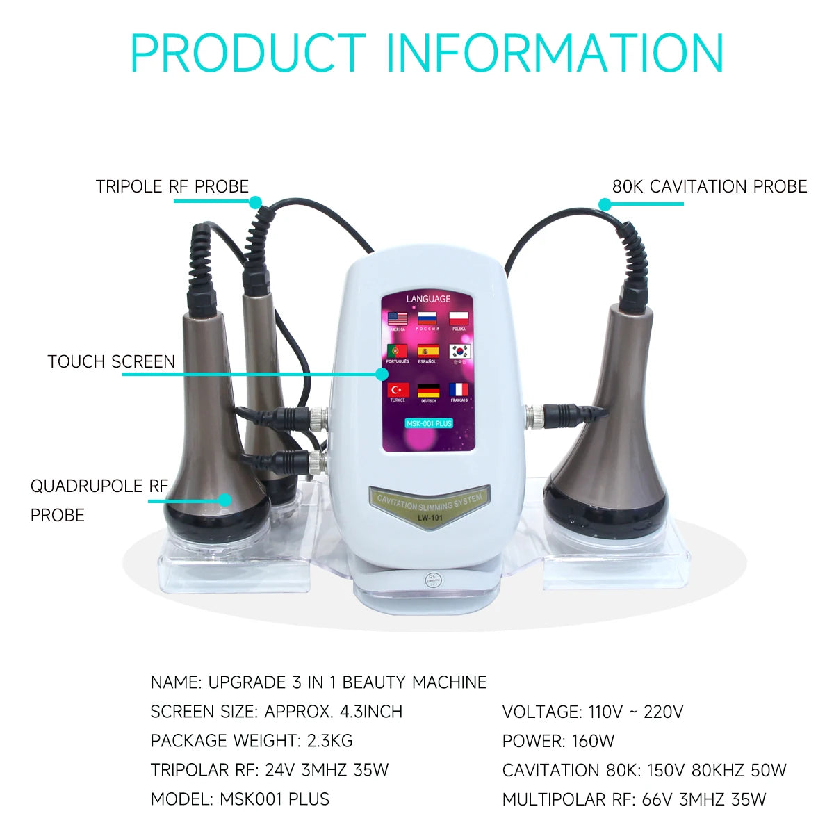 UltraTone 80K Pro - Portable 80K Ultrasonic Cavitation / RF Radio (Copy) - UBody Contour