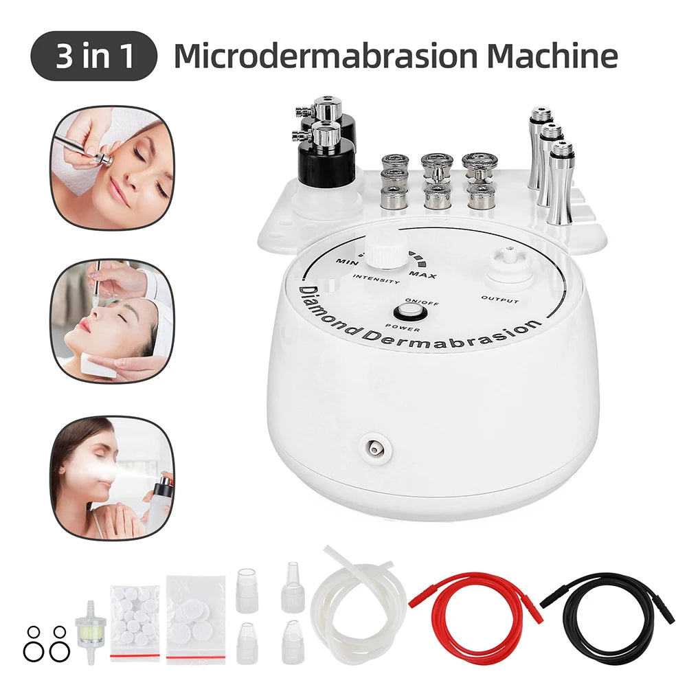 3-in-1 Diamond Facial Device - Microdermabrasion, Blackhead Removal &amp; Hydrating Spray