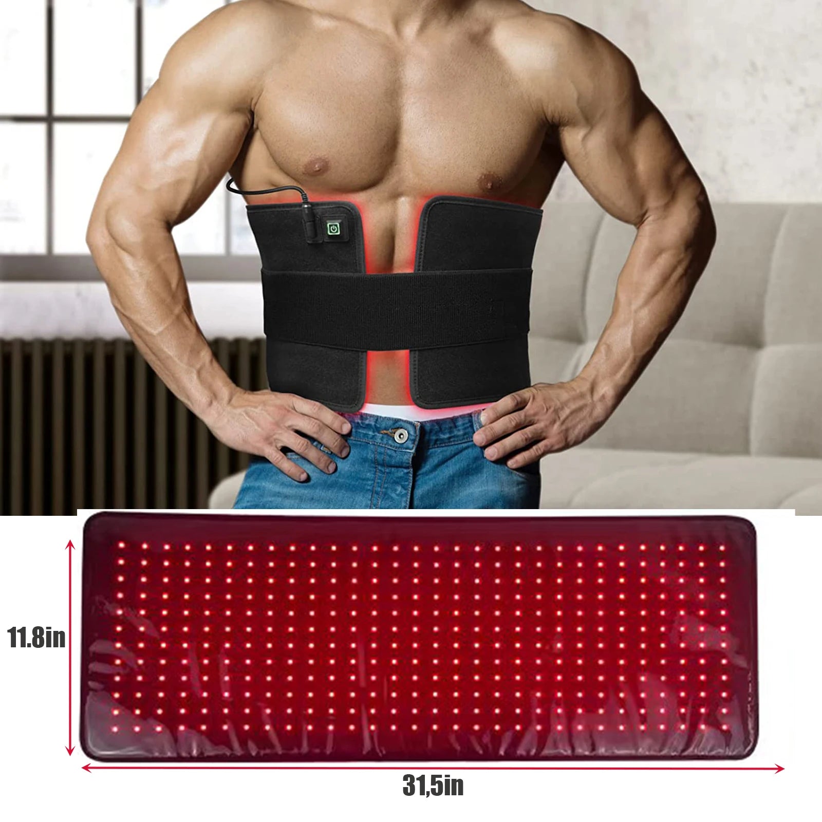 Red &amp; Infrared Light Therapy Belt – Pain Relief, Skin Rejuvenation, and Body Contouring