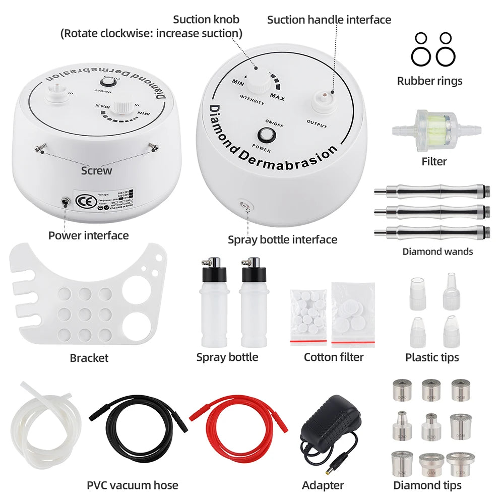 3-in-1 Diamond Facial Device - Microdermabrasion, Blackhead Removal &amp; Hydrating Spray