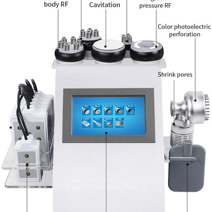 9 In 1 Machine- 40K Ultrasonic Cavitation - Vacuum - Radio Frequency -Laser Lipo Pads -EMS -Ice Hammer - UBodyContour